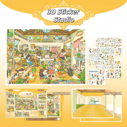 Creative Studios 3D Sticker | 2 Cute Miniature Scenes