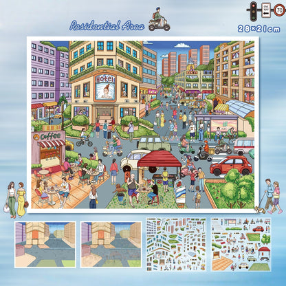 Streetscape 3D Sticker | 2 Cute Miniature Scenes