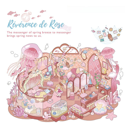 Rose's Greeting 3D Sticker | 4 Miniature Scenes