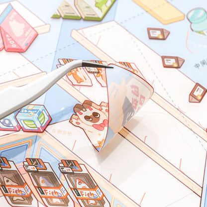 A Good Day to Stock Up 3D Sticker | 4 Cute Miniature Scenes