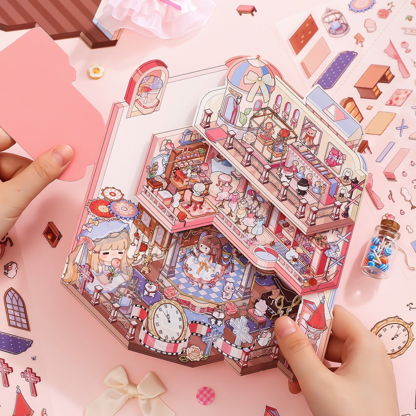 Flip Mansion 3D Sticker | 2 Cute Miniature Scenes