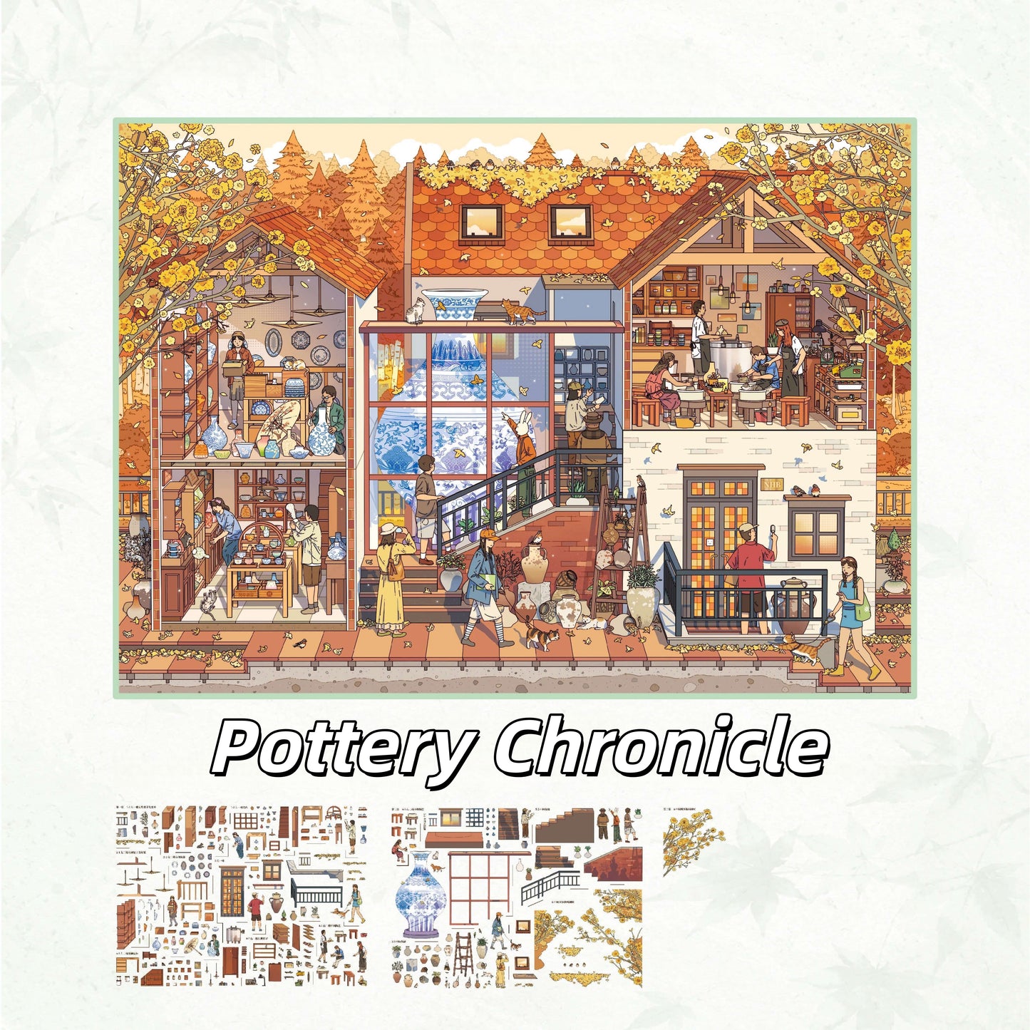 Little Town Pleasures 3D Sticker | 3 Cute Miniature Scenes