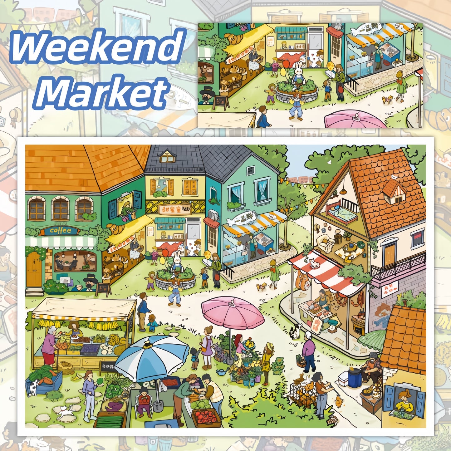 Carmel Town 3D Sticker | 2 Cute Miniature Scenes