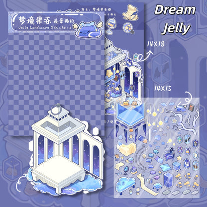 Jelly Cottage 3D Sticker | 2 Cute Miniature Scenes