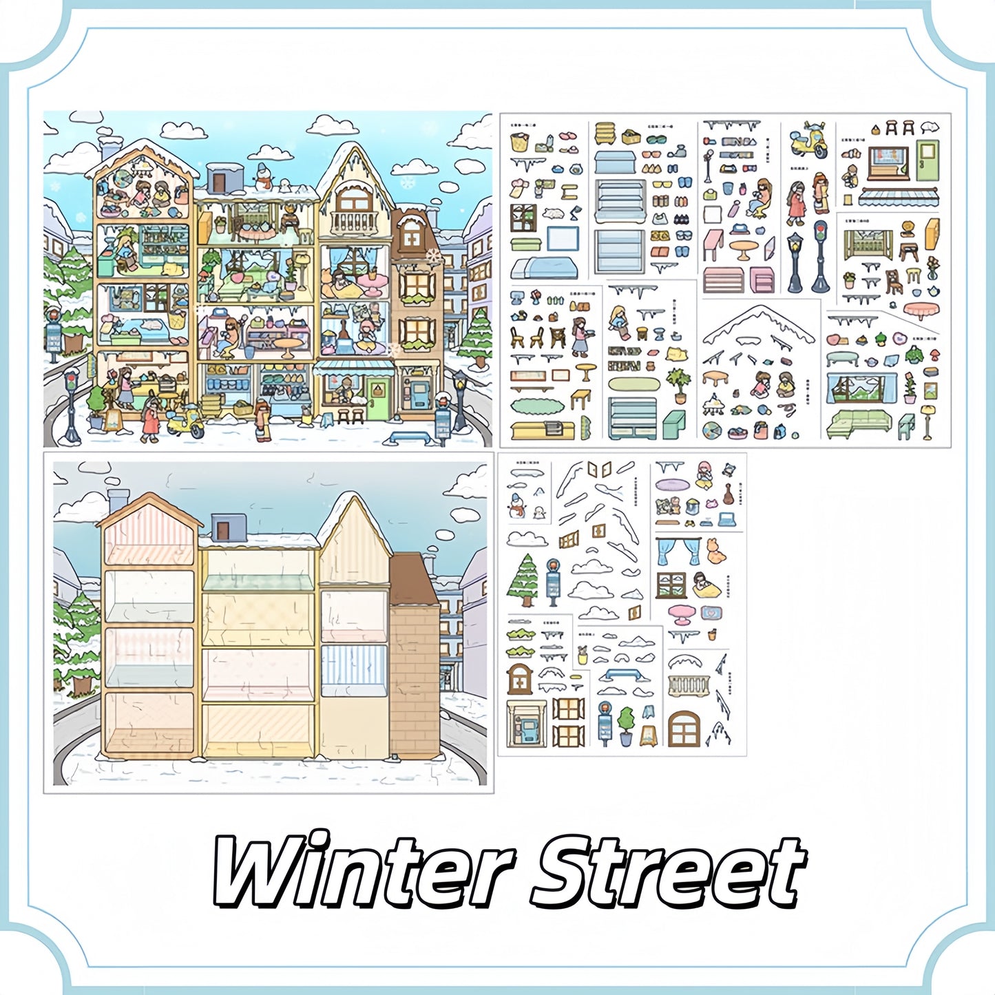 Street Corner 3D Sticker | 2 Cute Miniature Scenes