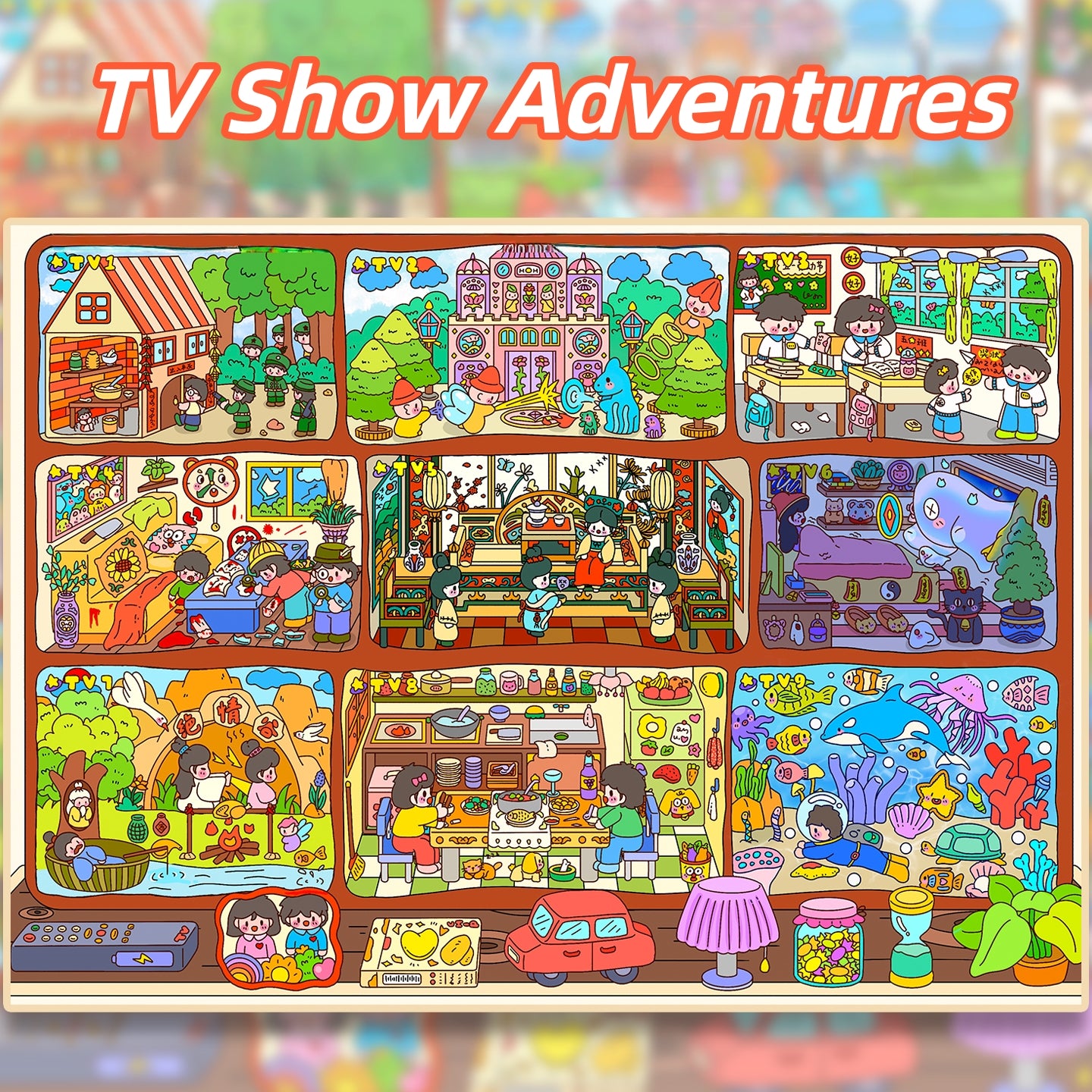 Fantasy Apartments 3D Sticker | 4 Cute Miniature Scenes