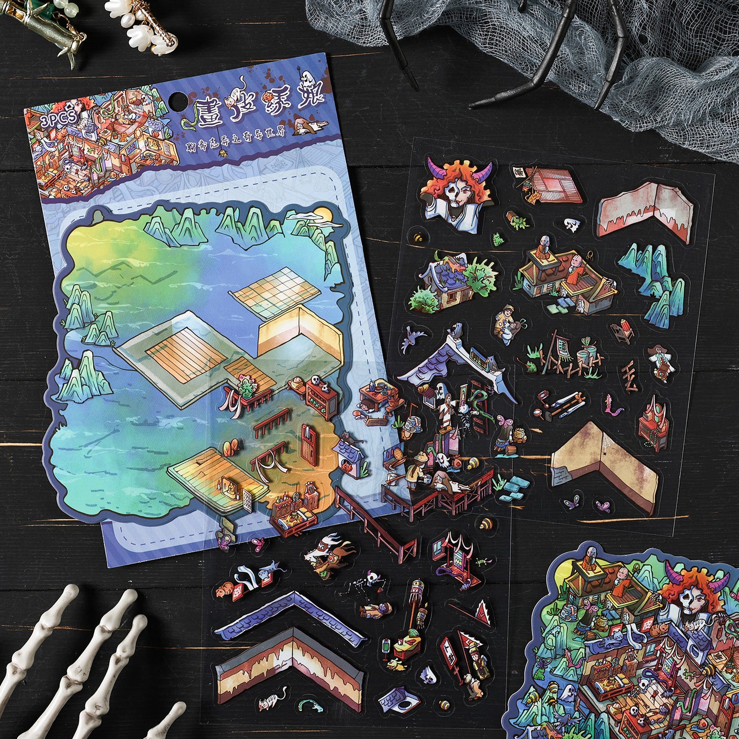 Strange Tales from a Chinese Studio 3D Sticker | 4 Cute Miniature Scenes