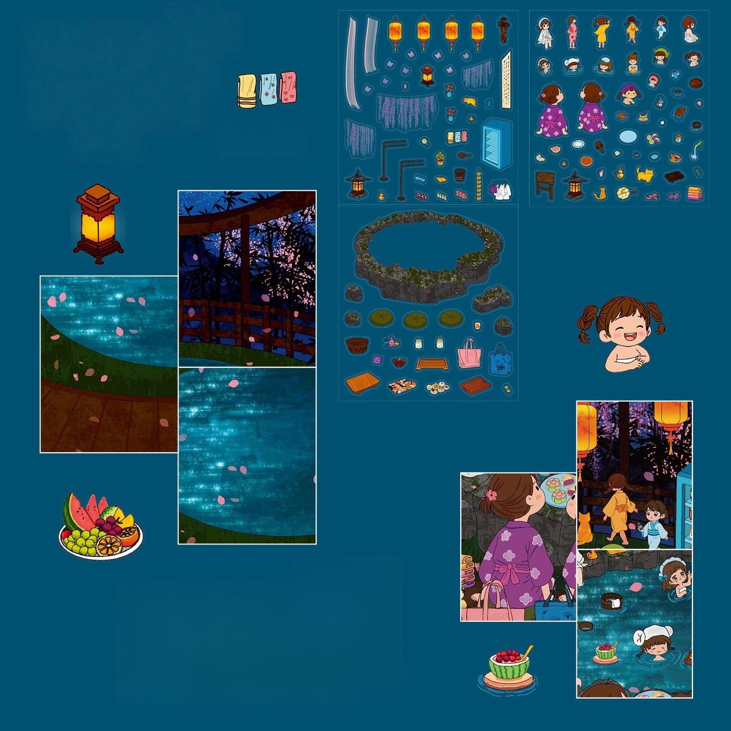 Moonlit Hot Springs 3D Sticker