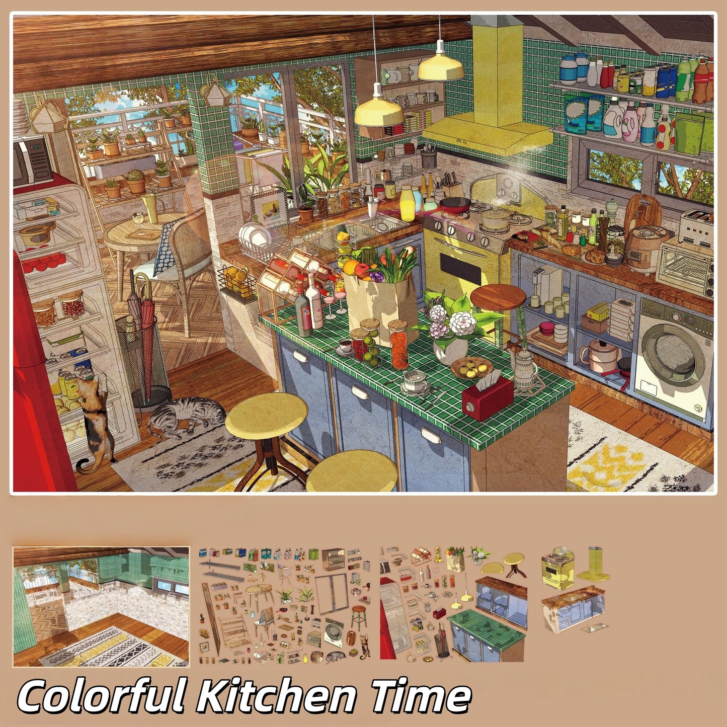 Kitchen Diaries 3D Sticker | 2 Cute Miniature Scenes