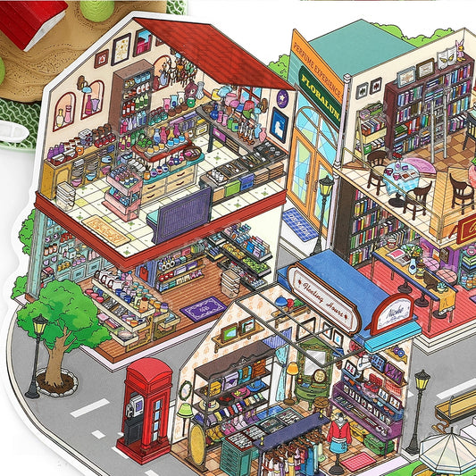 Streetscape 3D Sticker | 2 Cute Miniature Scenes
