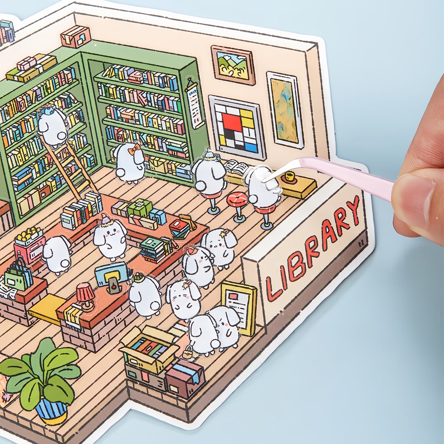 Meatball Puppy 3D Sticker | 4 Cute Miniature Scenes