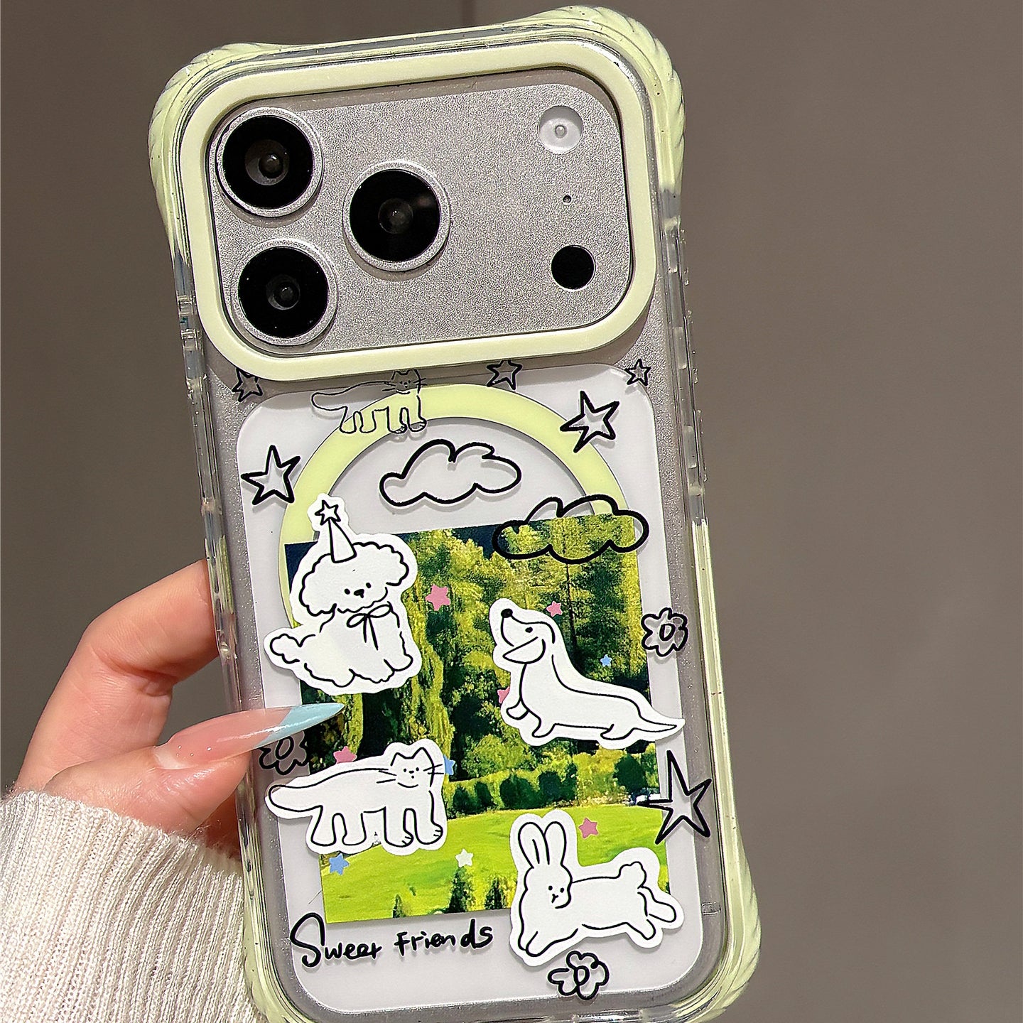 Line Art Animal Landscape Illustration Acrylic Phone Case