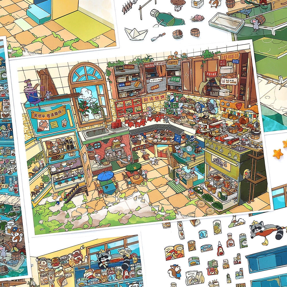 Animal Shops 3D Sticker | 2 Cute Miniature Scenes