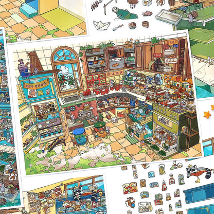 Animal Shops 3D Sticker | 2 Cute Miniature Scenes