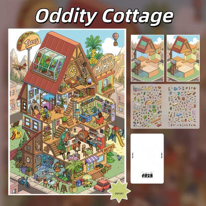 Homes of the Curious 3D Sticker | 4 Cute Miniature Scenes