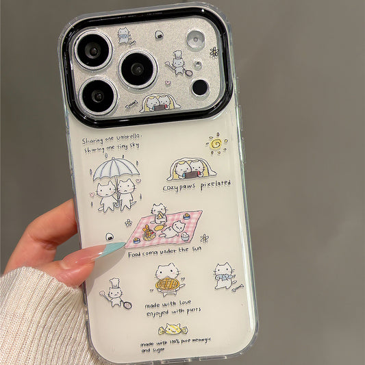 Cute Picnic Cat Illustration Acrylic Phone Case