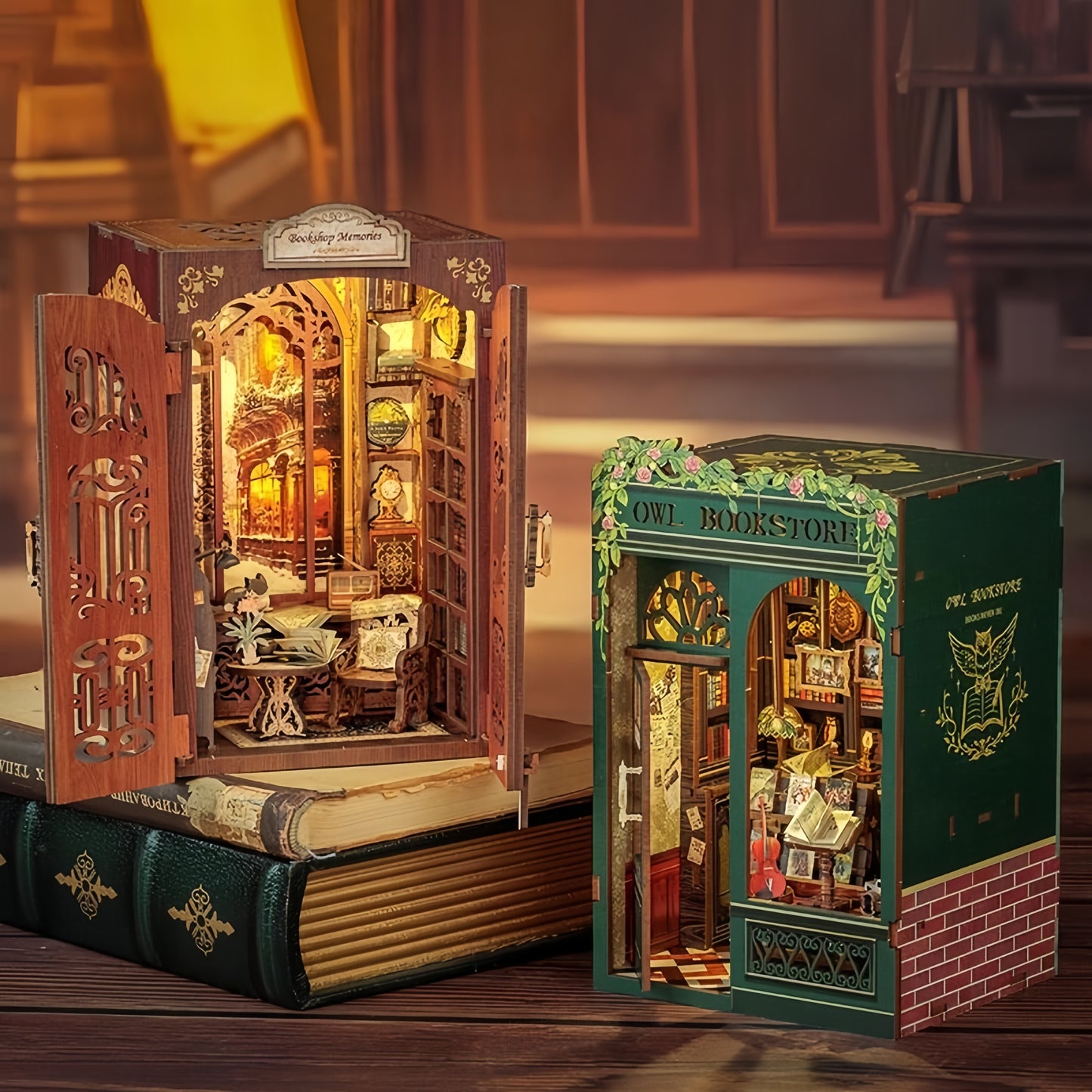 Bookstore Memories Owl Bookshop DIY Miniature House - English Instructions