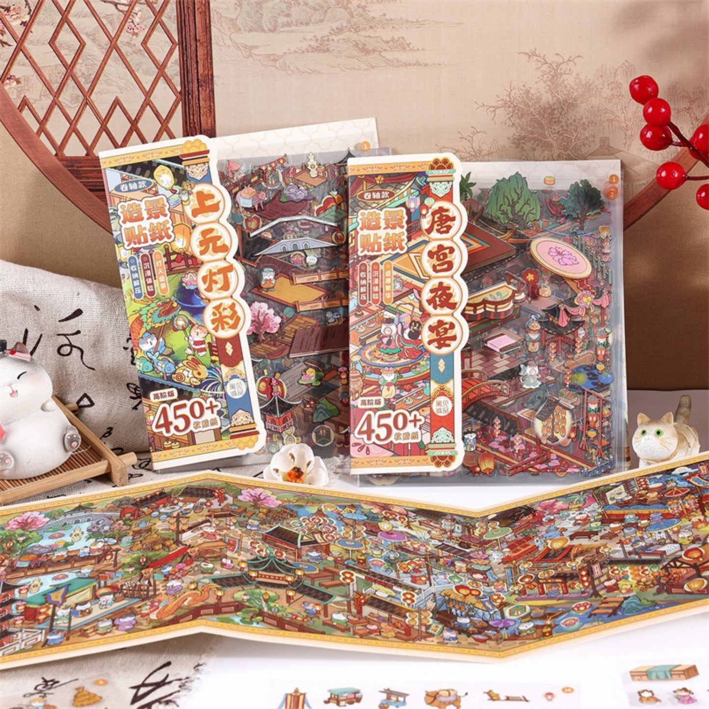 Scroll of a Prosperous Age 3D Sticker | 2 Cute Miniature Scenes