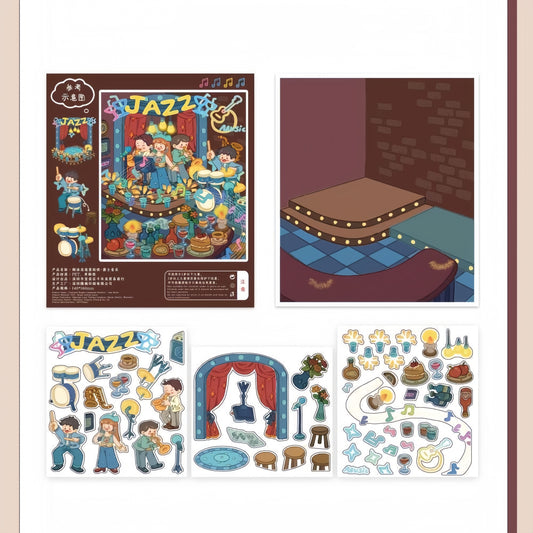 Music Series 3D Sticker | 4 Cute Miniature Scenes