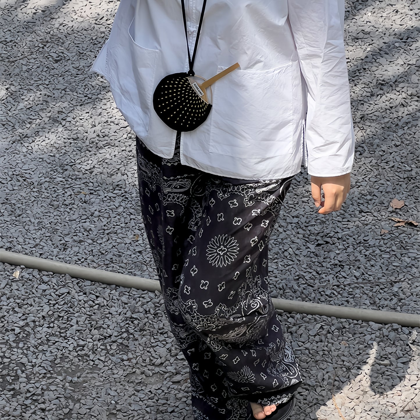 Handmade Leather Cord Woven Bamboo Fan