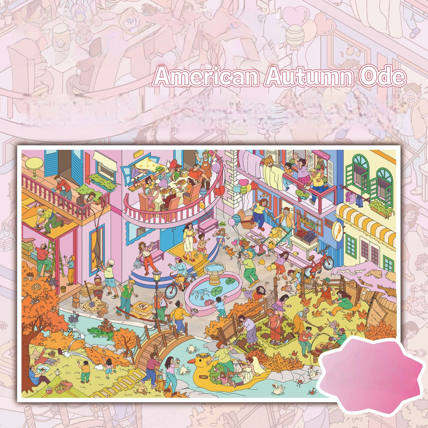 Autumn Corners 3D Sticker | 3 Cute Miniature Scenes