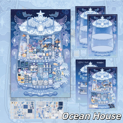 Dream House 3D Sticker | 4 Cute Miniature Scenes
