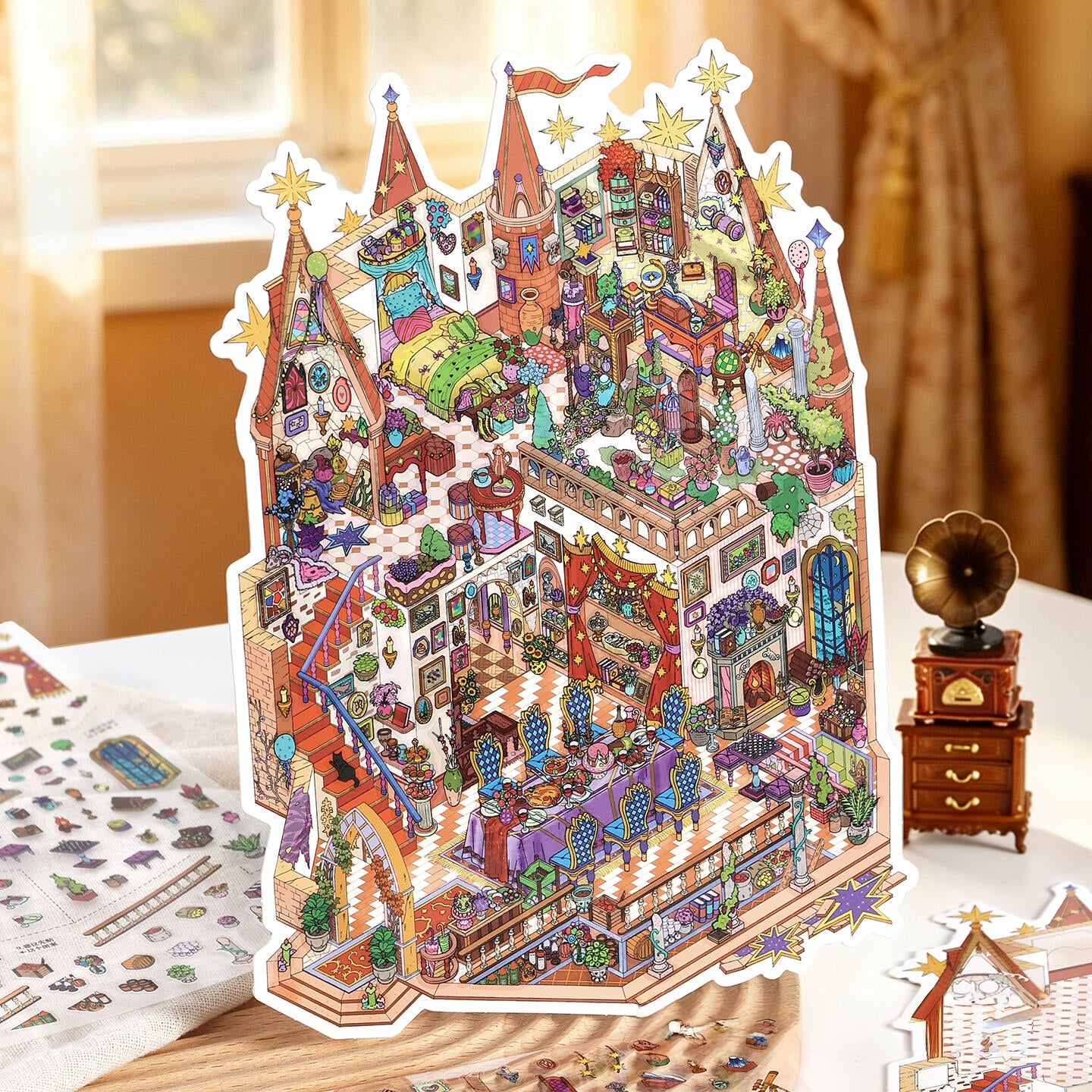 Atlas of the Forgotten 3D Sticker | 4 Cute Miniature Scenes