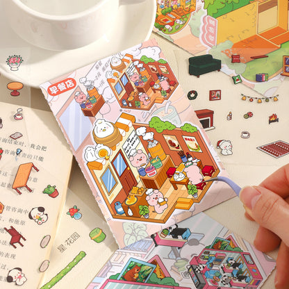 Ancient Style + Cute Pet Series 3D Sticker Book