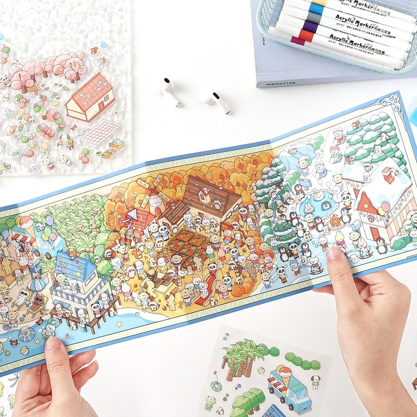 A Day on the Cute Island 3D Sticker | 2 Cute Miniature Scenes