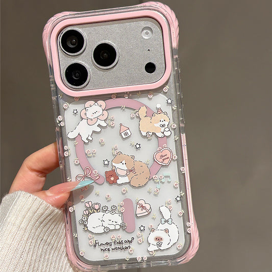 Floral Cat Magnetic Acrylic Phone Case