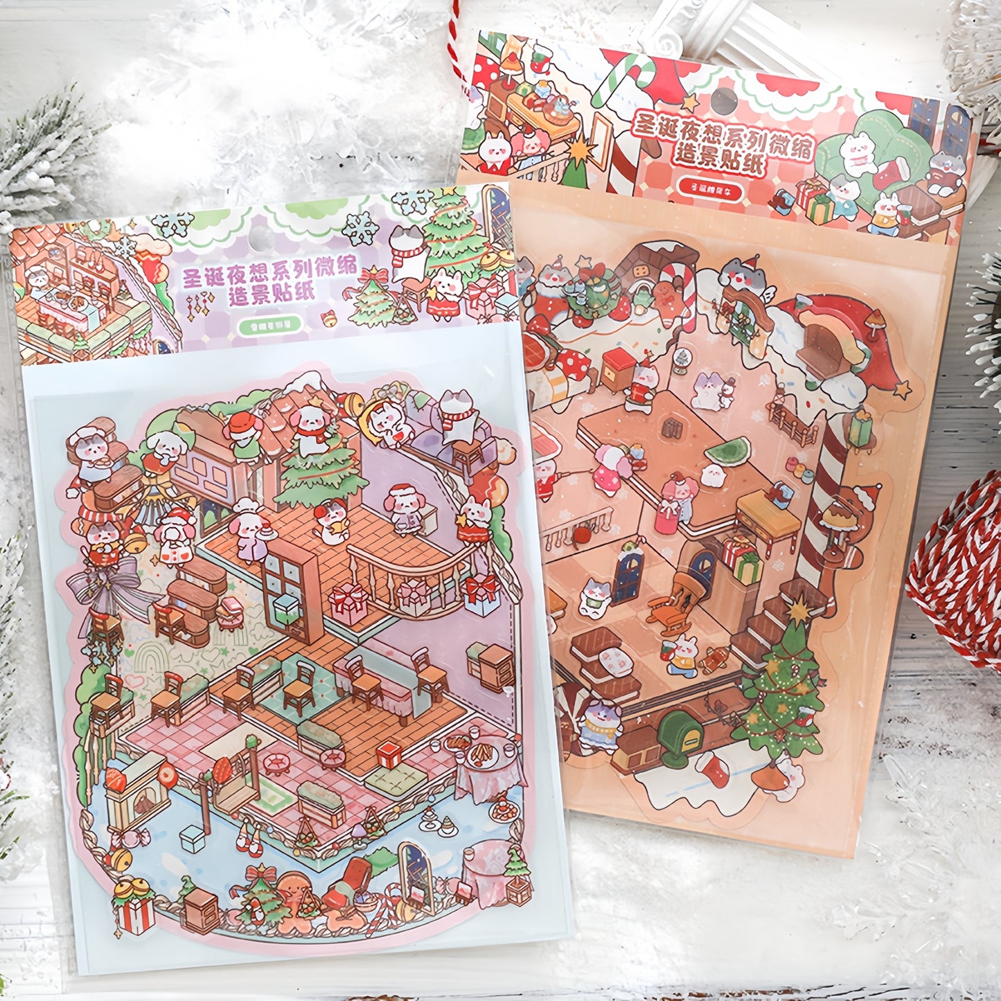 Christmas Night 3D Sticker | 2 Cute Miniature Scene