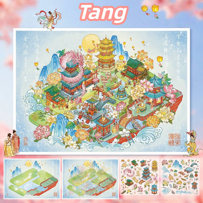 Tang and Song Dynasties 3D Sticker | 2 Cute Miniature Scenes