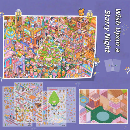 Glow Route 3D Sticker | 3 Cute Miniature Scenes