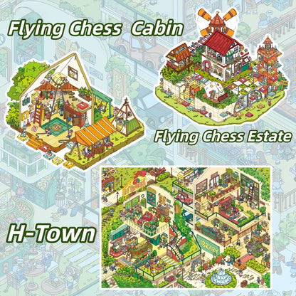 H-Town 3D Sticker | 3 Cute Miniature Scenes
