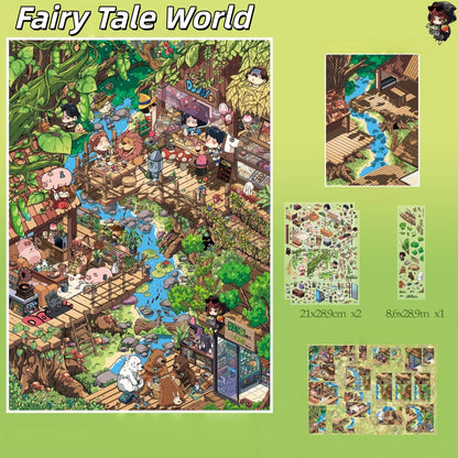 Imaginary Worlds 3D Sticker | 3 Cute Miniature Scenes