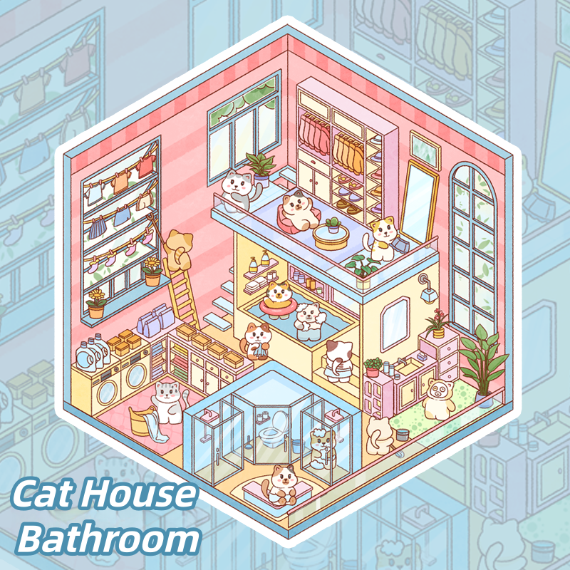 Cat House 3D Sticker | 4 Cute Miniature Scenes