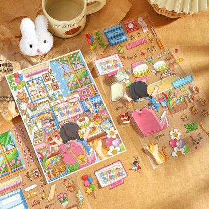 Celebration Moment 3D Sticker | 3 Cute Miniature Scenes