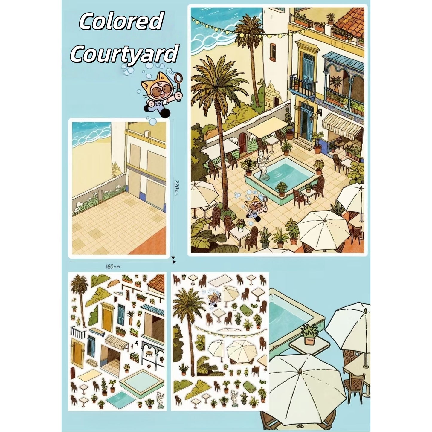 Summer Strolls 3D Sticker | 4 Cute Miniature Scenes