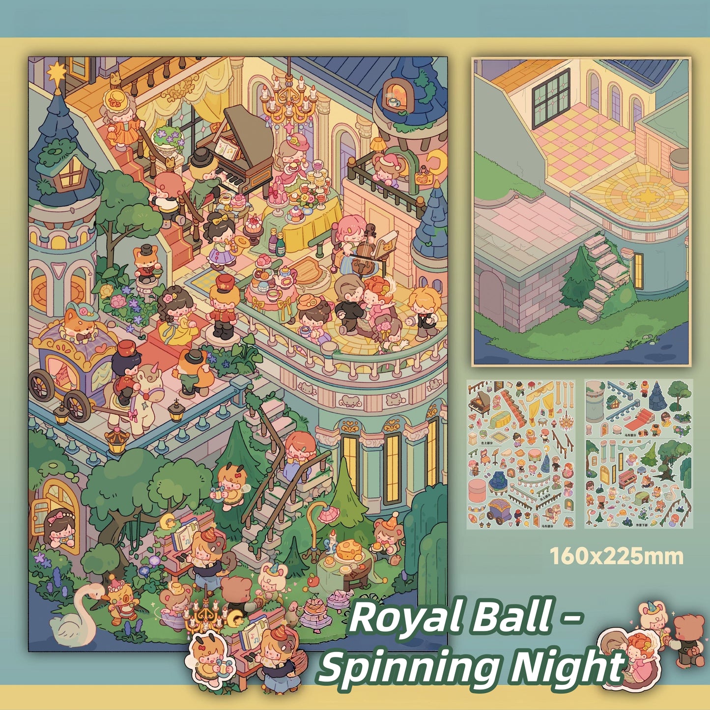 Echoes of Elegance 3D Sticker | 4 Cute Miniature Scenes