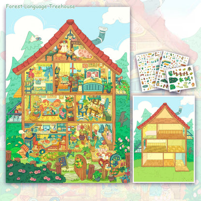 Cubicle Apartment 3D Sticker | 3 Cute Miniature Scenes