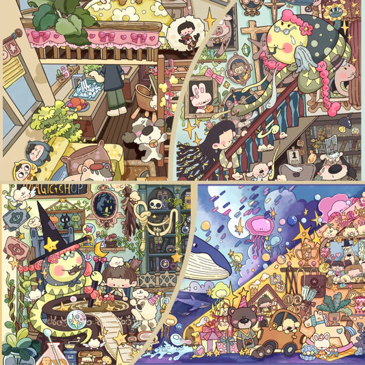 Fairy Tale Fun Space 3D Sticker | 4 Cute Miniature Scenes