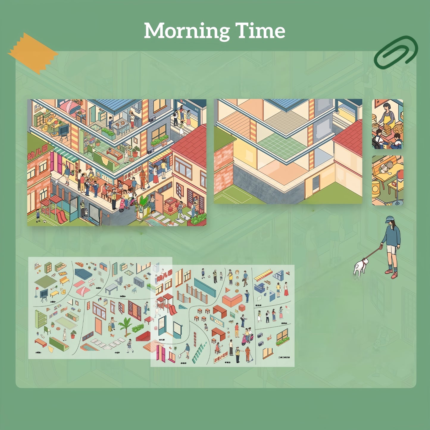 Whimsical Life 3D Sticker | 4 Cute Miniature Scenes