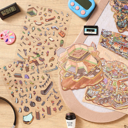 Futurescape 3D Sticker | 4 Cute Miniature Scenes
