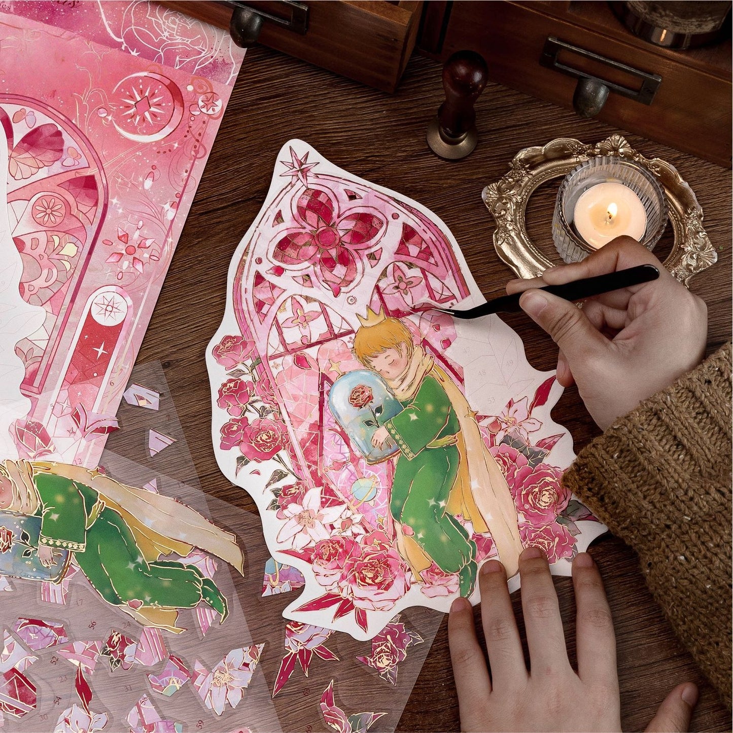 Prince and Rose 3D Sticker | 4 Cute Miniature Scenes