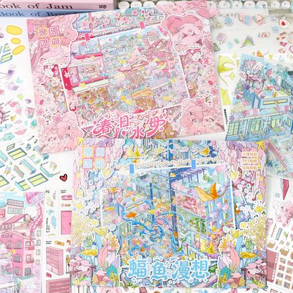 Floating Fantasies 3D Sticker | 2 Cute Miniature Scenes