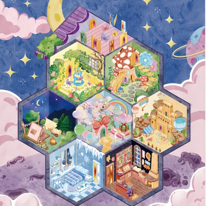 Grid Room 3D Sticker | 3 Cute Miniature Scenes