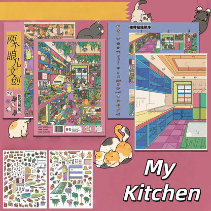 Home Corners 3D Sticker | 4 Cute Miniature Scenes
