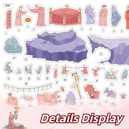 Ancient Chinese Life 3D Sticker | 2 Cute Miniature Scenes