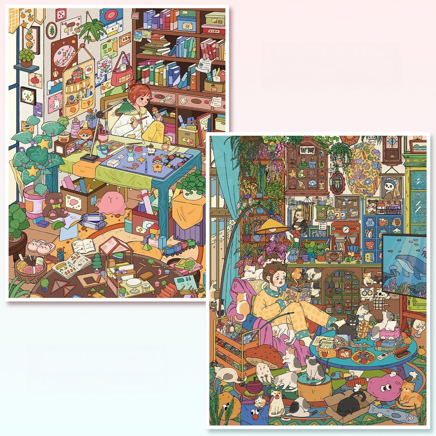A Quiet Afternoon 3D Sticker | 2 Cute Miniature Scenes