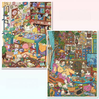 A Quiet Afternoon 3D Sticker | 2 Cute Miniature Scenes